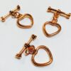 Genuine Copper Heart Toggle Clasp - 12 Sets