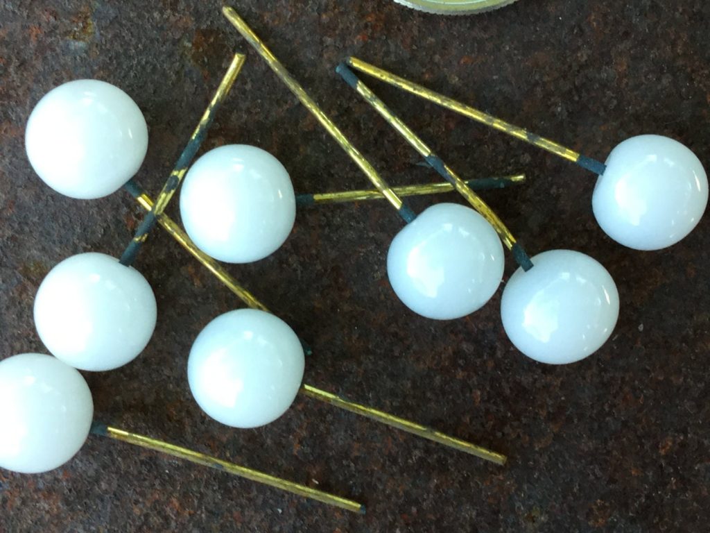 Vintage White Glass Head Pins - 28 Pieces - BeadHoliday