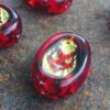 Vintage German glass Intaglia Buddha Bead in Red - 16 Pieces