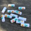 Vintage Japanese Hand Painted Cylinder Beads Artisan Made - 48 Pieces