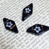 Glass Diamond Shaped Beads with Floral Design - 12 Pieces