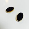 Vintage German Gold Edged Glass Oval Beads in Black - 4 Pieces - Image 2