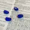 German Vintage Tri-Cut Egg Shaped Bead in Sapphire - 8 Pieces