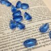 Blue Glass Tri-edge beads - 14 pieces