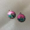 Green & Raspberry Enamel Copper Charms - 4 Pieces