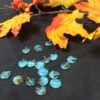 Blue / Brown Striped Glass coin bead - 36 pieces