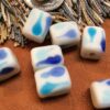 Blue & White Long Cube Gumdrop beads - 24 pieces - Image 4