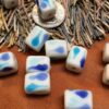 Blue & White Long Cube Gumdrop beads - 24 pieces - Image 2