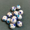 Blue & White Gumdrop Round Glass Beads - 12 pieces