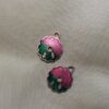 Green & Raspberry Enamel Copper Charms - 4 Pieces - Image 3