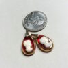 22k Gold Edged Translucent Red German Vintage Glass Cameo Pendant - 4 pieces - Image 3