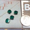 Vintage German Platinum Edged Glass Spade Beads in Emerald - 4 Pieces