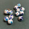 Blue & White Gumdrop Round Glass Beads - 12 pieces - Image 3