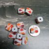 Red, orange, & White Long Cube Gumdrop beads - 12 pieces - Image 4