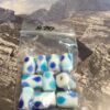 Matte White Gumdrop Glass Cylinder Beads with Blue Accent - 12 pieces - Image 2