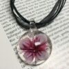 Glass Pink Flower Pendant - 2 Pieces - Image 4