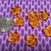 Glass Flower Beads in Orange - 16 Pieces - Image 3