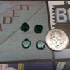 Vintage German Platinum Edged Glass Spade Beads in Emerald - 4 Pieces - Image 2
