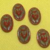 1930s Czech Red Glass Egyptian cabochons - 5 pieces - Image 2