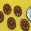 1930s Czech Red Glass Egyptian cabochons - 5 pieces - Image 3
