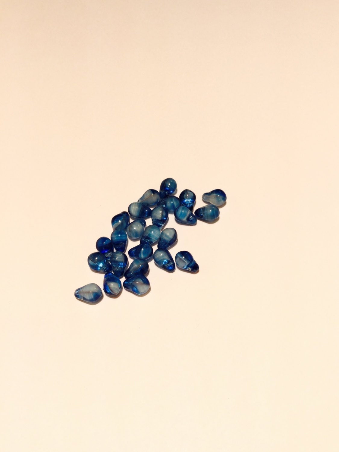 German Vintage Glass Teardrop Beads - 80 Pieces - BeadHoliday