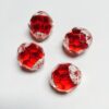 Vintage German Faceted Lexan Beads Clear with Red Center - 16 Pieces