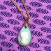 22k Gold Edged Seafoam Green German Vintage Glass Cameo Pendant - 2 pieces
