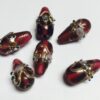 Artisan made Lampwork India Glass Drop Beads in Ruby Red - 24 Pieces