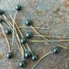 Black German vintage Glass Head Pins - 40 Pieces