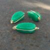 Vintage Glass Wire Wrapped Components in Jade Green - 12 Pieces