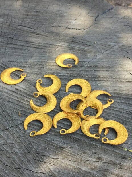 Vintage Brass Crescent Moon Charms - 48 Pieces