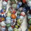 One dozen strands  mixed colors 4-6mm India glass millifiori tiny round beads. So cute!! - Image 3