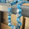 One dozen strands evil eye, blue casing, white/black 8mm round India glass millifiori bead