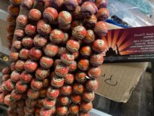 One dozen strands hand painted wooden beads from Philippines