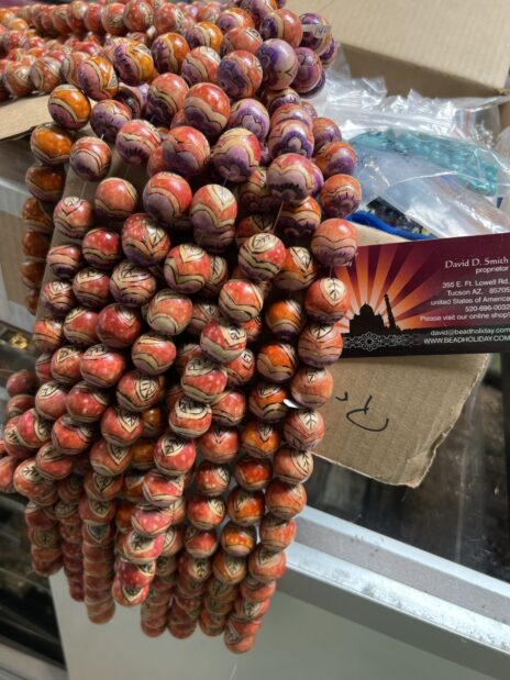 One dozen strands hand painted wooden beads from Philippines
