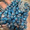 One dozen strands evil eye, blue casing, white/black 8mm round India glass millifiori bead - Image 2